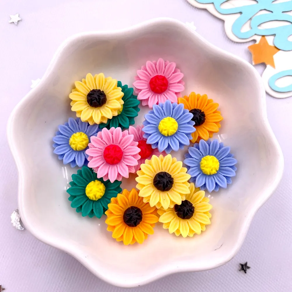 Paradise Jewelry & Watches Llc - 30 buah Resin warna-warni 15mm bunga