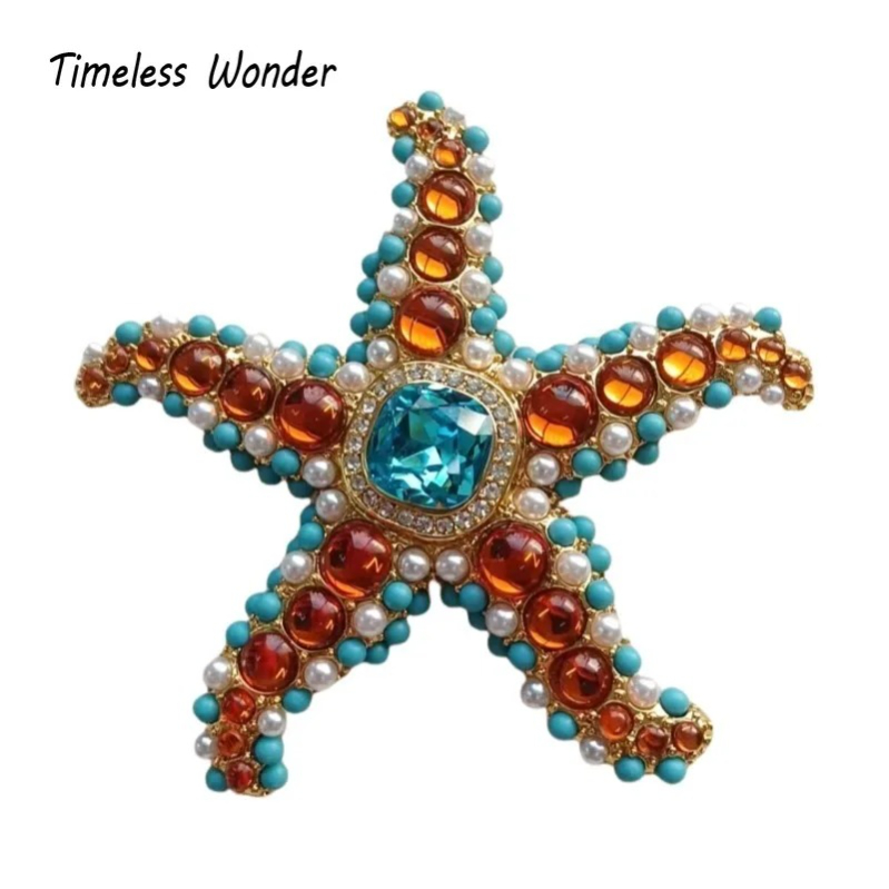 Vintage Brooch Pin - Pin Bros Bintang Laut Kaca Geo