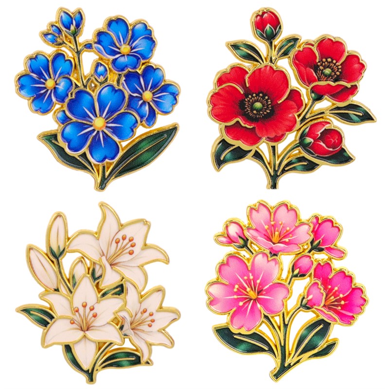 Vintage Brooch Pin - Pin Enamel Bunga Vintage Warna-warni Lucu,