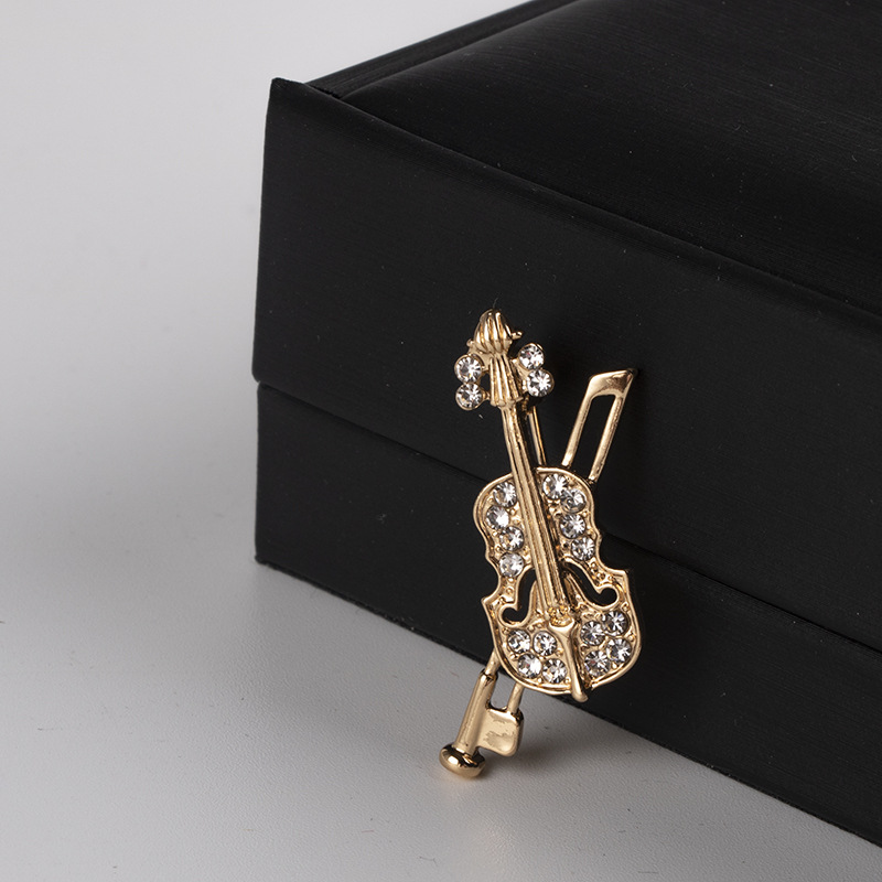 Bros biola kristal, peralatan  - Vintage Brooch Pin ulasan dan harga