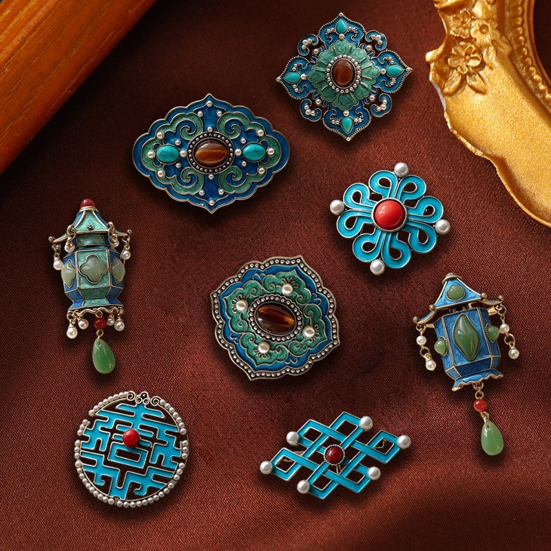 Bros Bunga Topaz Biru dengan G - Vintage Brooch Pin ulasan dan harga