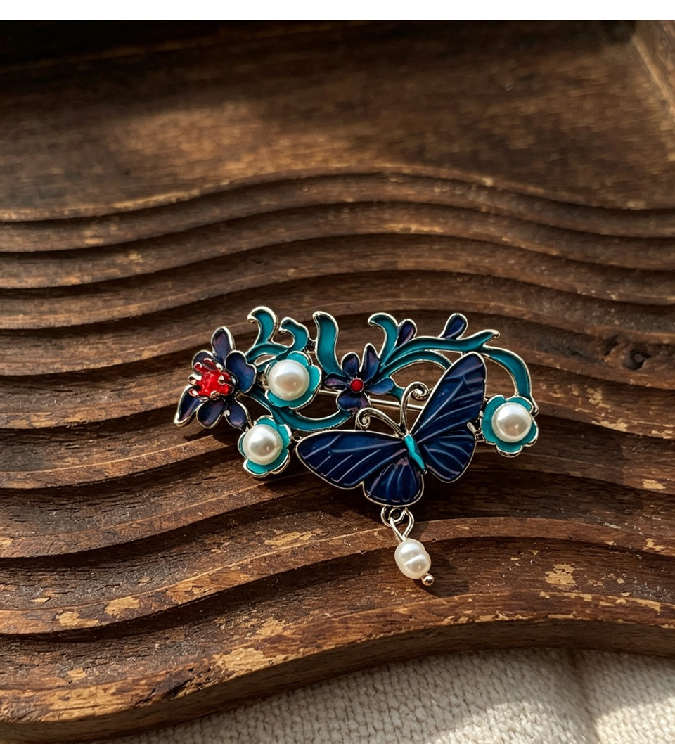 Bros Bunga Topaz Biru dengan G - Vintage Brooch Pin ulasan dan harga