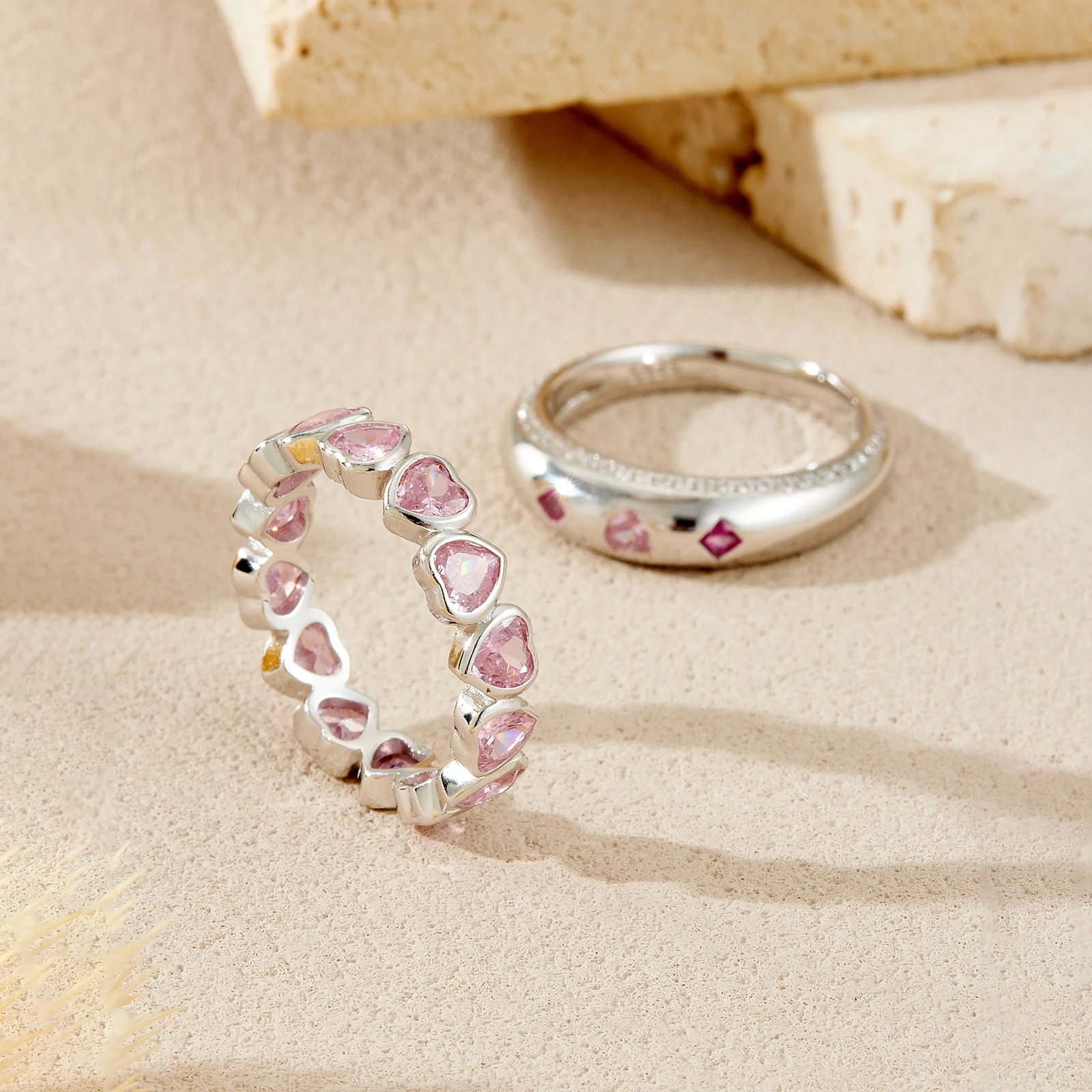 ANDYWEN Set Cincin Cinta Zirko - Couple Ring Set ulasan dan harga
